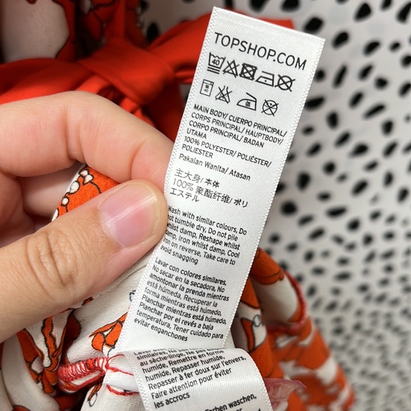 TopShop Orange & White Floral Cold Shoulder Wrap Dress - Picture 8 of 8
